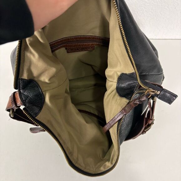 Cynthia Rowley Black Leather Large Hogo Purse with Brown Strap - Picture 11 of 14